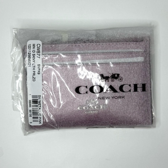 Coach NWT Pink Pearl Metallic Mini Skinny ID Case with Key Ring - Picture 2 of 5